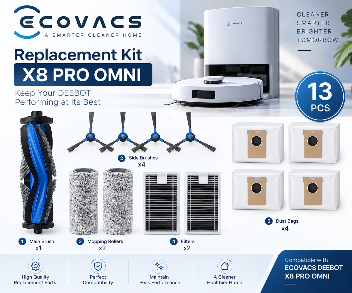 For Ecovacs X8 PRO OMNI / X8 AUTO / DEX56 Robot Vacuum Cleaner Accessories Main Side Brush Mop Cloth HEPA Filter Dust Bag Parts