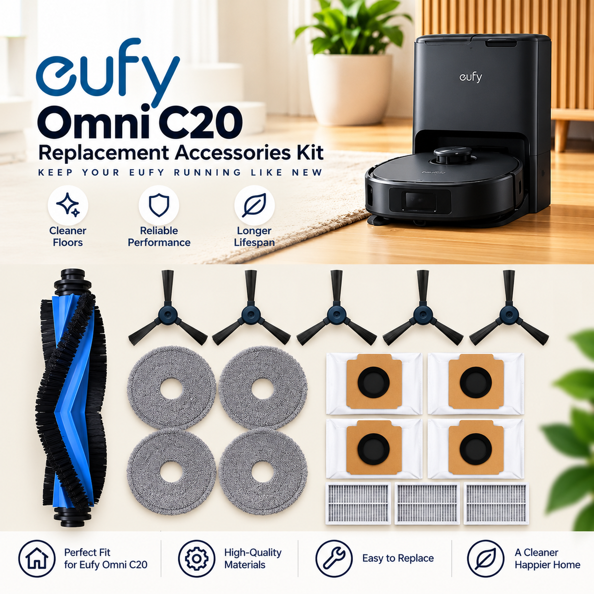 Eufy Omni C20 Replacement Accessories Kit – Robot Vacuum Parts