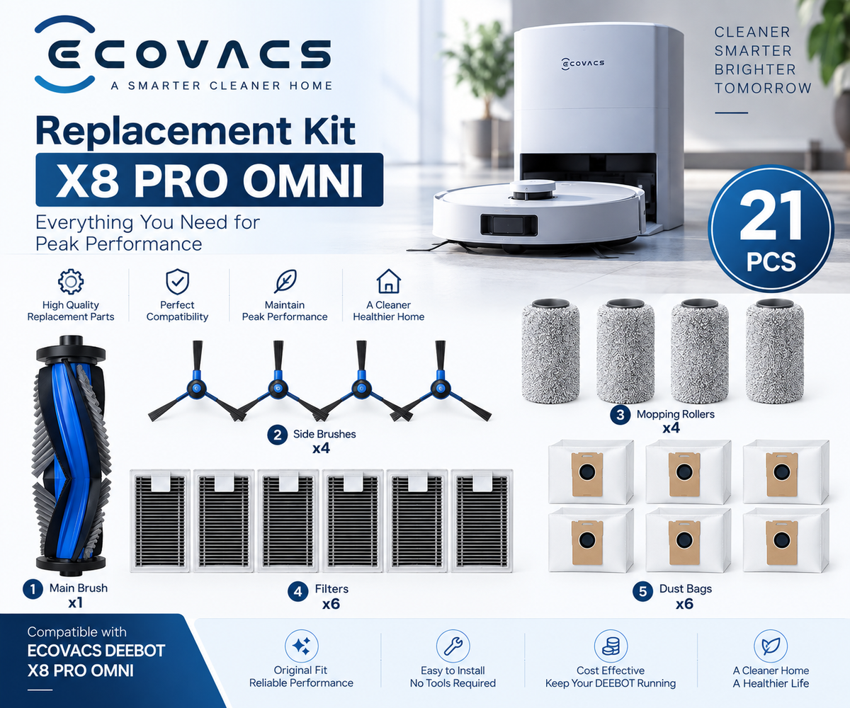 For Ecovacs X8 PRO OMNI / X8 AUTO / DEX56 Robot Vacuum Cleaner Accessories Main Side Brush Mop Cloth HEPA Filter Dust Bag Parts