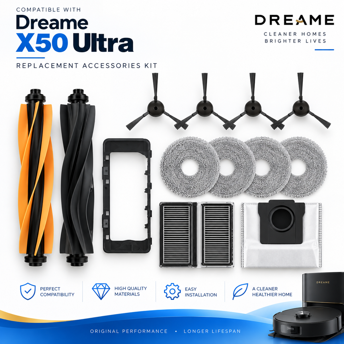 Dreame X50 Ultra Replacement Accessories Kit – Robot Vacuum Parts